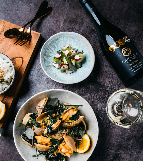 Surf Clams and Rapaura Springs Reserve Sauvignon Blanc